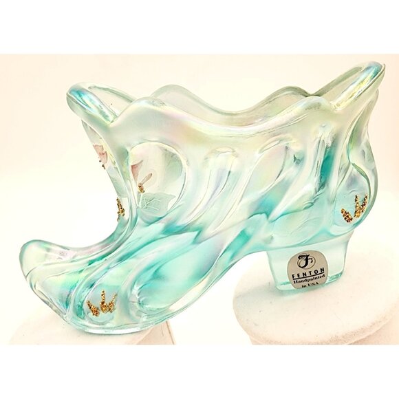 Fenton Handpainted Irridescent Glass Slipper Figurine Cinderella Princess Decor! - Picture 1 of 12